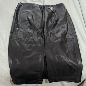 Black faux leather pencil skirt